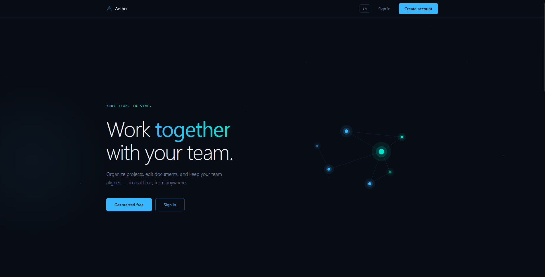 Aether — landing page