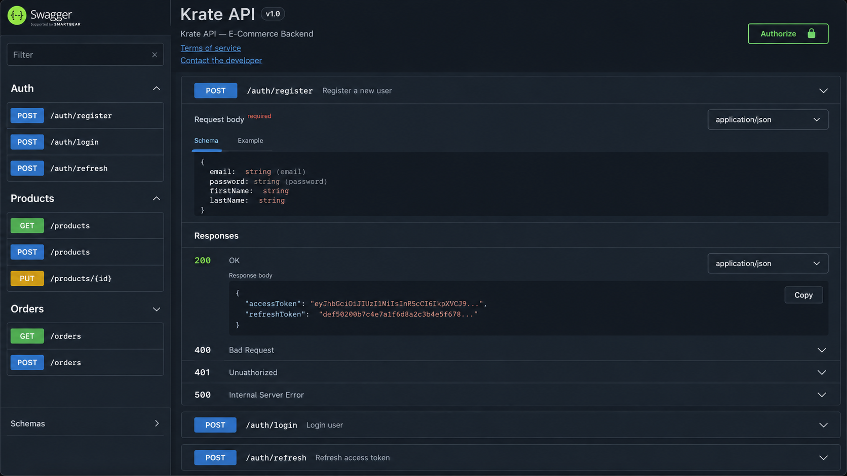 Krate — Swagger UI